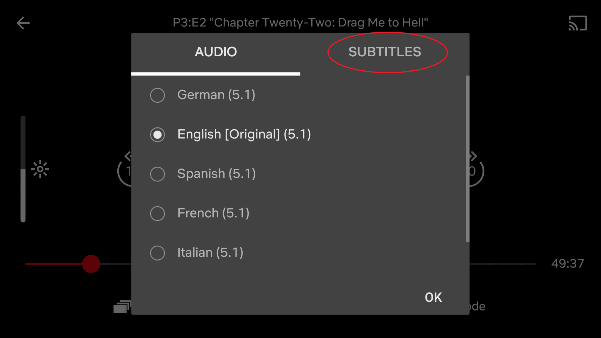 How to turn subtitles off on Netflix on Android app